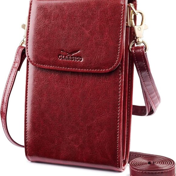 Small Crossbody Phone Purse Faux Leather Compact Wallet for Travel Nightlife